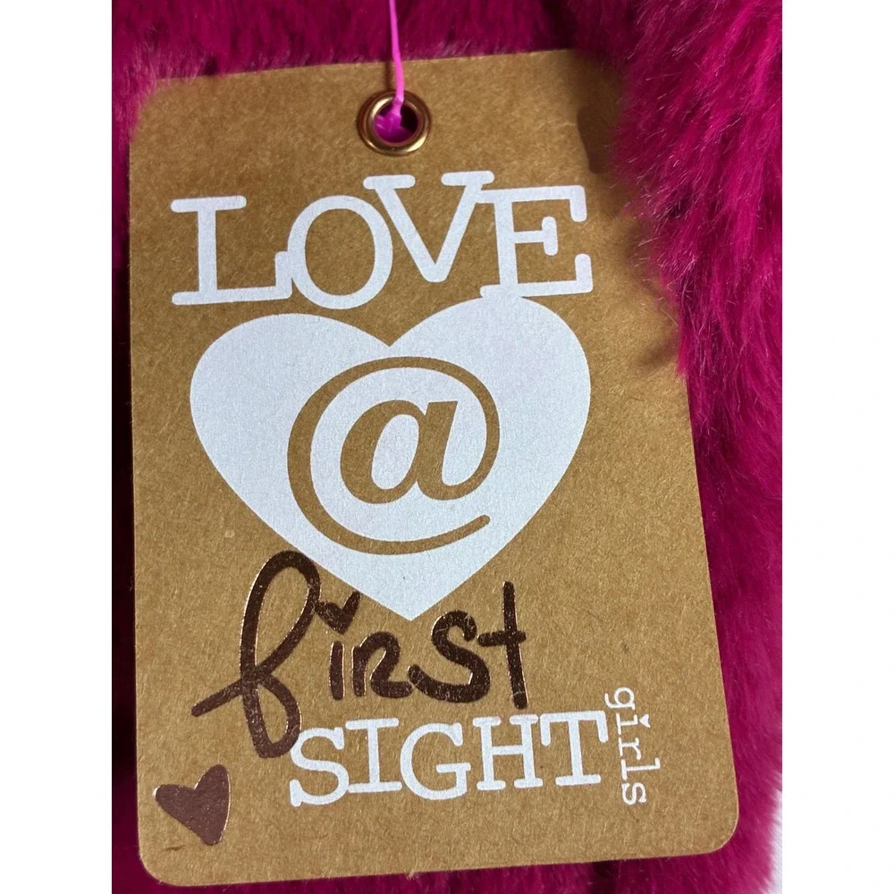 Love @ First Sight Girls 4T Magenta Faux Fur Glitter Heart Tulle Dress TF181318
